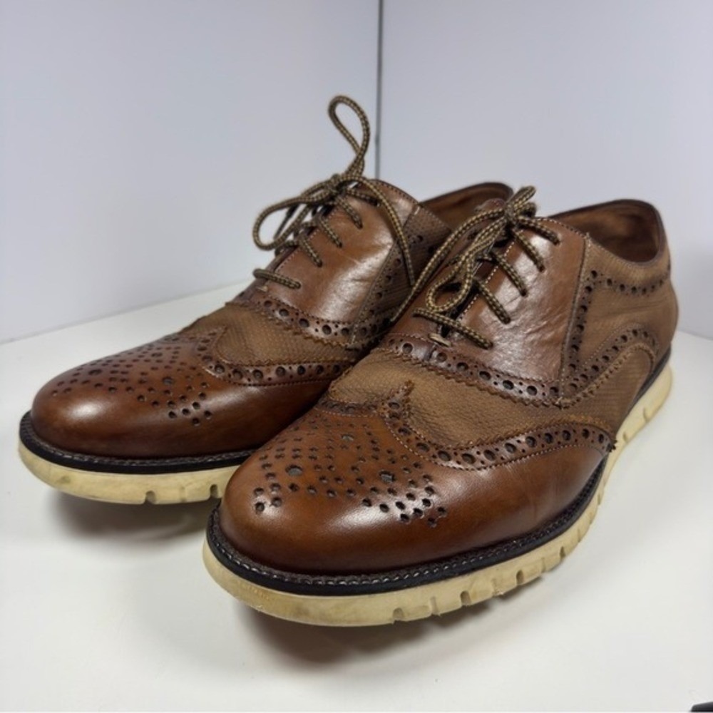 Franco‎ Cuadra Wingtip Oxford Shoes Mens Brown Leather Lace Up Comfort Size 9.5